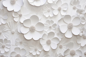 white texture background with flowers. Generative AI