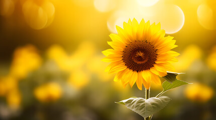 sunflowers on blurred background, beautiful sunflowers