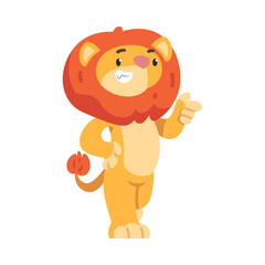 Fototapeta premium Cute Lion Character with Mane Walking Vector Illustration