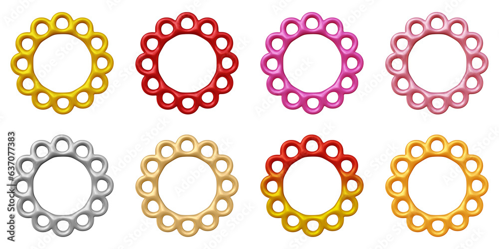 Poster set of frames design in 3d rendering isolated on transparent background. geometric shapes for templa