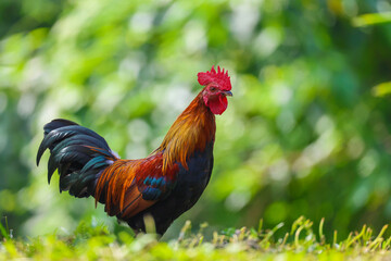 rooster in the grass