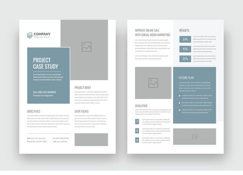 Case study template, Corporate Case Study template Design, Double side flyer template, a4 template