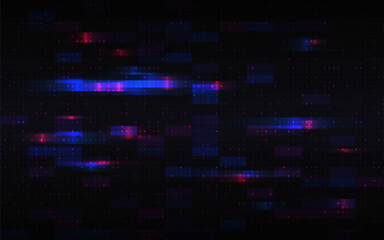 Glitch background. Damaged video signal. Digital playback error. Abstract video failure. Modern data problem. Dynamic display noise. Chaos texture. Vector illustration