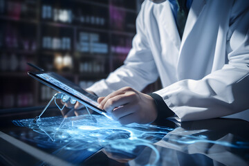 Naklejka premium doctors are looking for modern technology-assisted treatment solutions