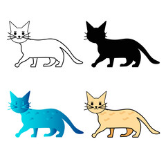 Abstract Flat Cat Animal Silhouette Illustration