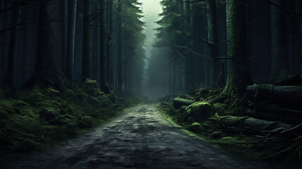 Fototapeta premium Dirt Road in the Forest.Generative Ai