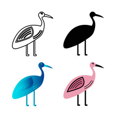 Obraz premium Abstract Flat Crane Bird Animal Silhouette Illustration