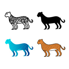 Abstract Flat Cheetah Animal Silhouette Illustration