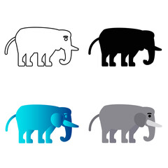 Abstract Flat Elephant Animal Silhouette Illustration