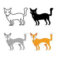 Abstract Flat Fox Animal Silhouette Illustration