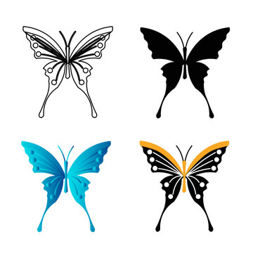 Abstract Flat Butterfly Animal Silhouette Illustration