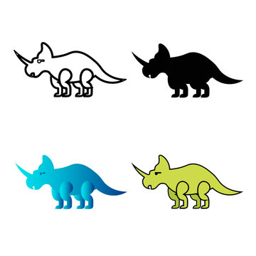 Abstract Flat Centrosaurus Dinosaur Silhouette Illustration