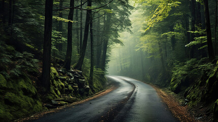 Obraz premium Dirt Road in the Forest.Generative Ai