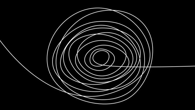 The Concept of Solving Problems in Easy. Drawing Circular Line on black background. Circle Continuous Doodle Line. Think and Creativity 