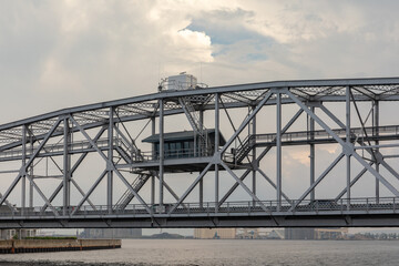 Fototapeta na wymiar Duluth Aerial Lift Ferry Bridge at the Entrance to Superior Bay on Lake Superior, Minnesota