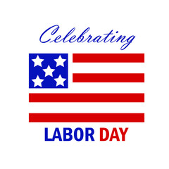 Happy Labor day vector illustration, Beautiful USA flag on dark blue background.