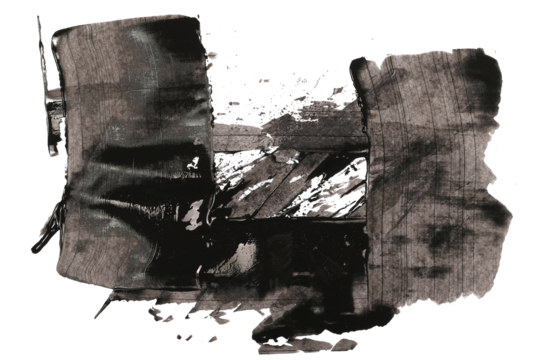 Photo black grunge brush strokes oil paint isolated on white  