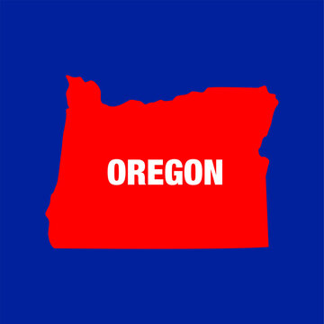 OREGON state map icon on blue background. OREGON USA state map.