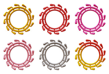 Set of frames design in 3d rendering isolated on transparent background. Geometric shapes for template and mockup concept.