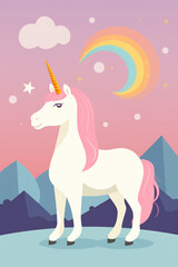 Fototapeta premium Beautiful unicorn illustration (AI Generated) 