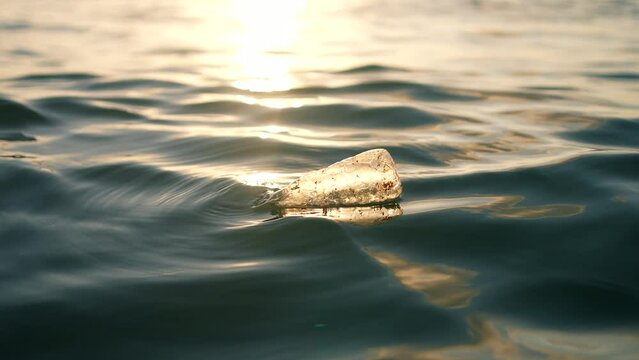 Plastic bottle in the ocean,no body close up