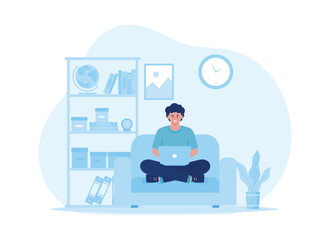 study in the living room concept flat illustration