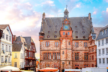Fototapeta premium Rathaus, Altstadt, Marburg an der Lahn, Hessen, Deutschland 