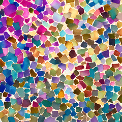 Colorful watercolor paint mosaics on paper background
