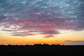 Purple colored altocumulus clouds at sunset