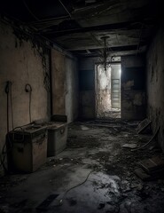 Fototapeta na wymiar old abandoned factory building room
