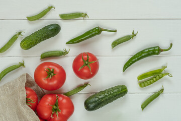 vegetables on a wooden table