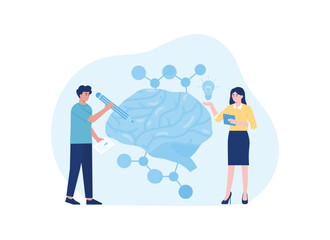 learn about the organs of the brain concept flat illustration
