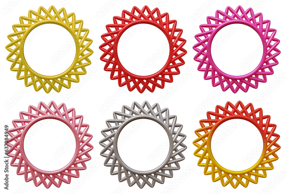 Poster set of frames design in 3d rendering isolated on transparent background. geometric shapes for templa