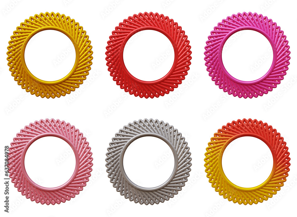 Poster set of frames design in 3d rendering isolated on transparent background. geometric shapes for templa