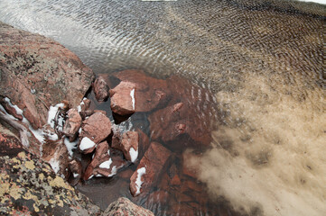water rippling in an alpine lake