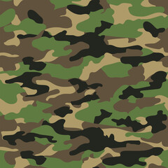 Fototapeta premium Seamless Woodland Colors Camouflage 1 CAMO pattern in classic greens and browns.
