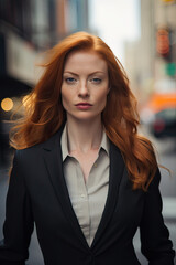 Beautiful woman outside in a city (AI Generated)