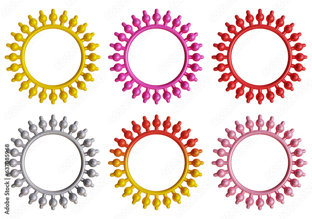 Poster set of frames design in 3d rendering isolated on transparent background. geometric shapes for templa