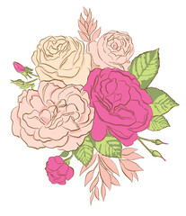 Composition of roses, for the design of various graphic products