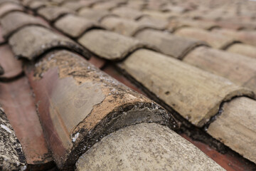 A close-up of a rustic, beautiful ceramic set of tiles only.