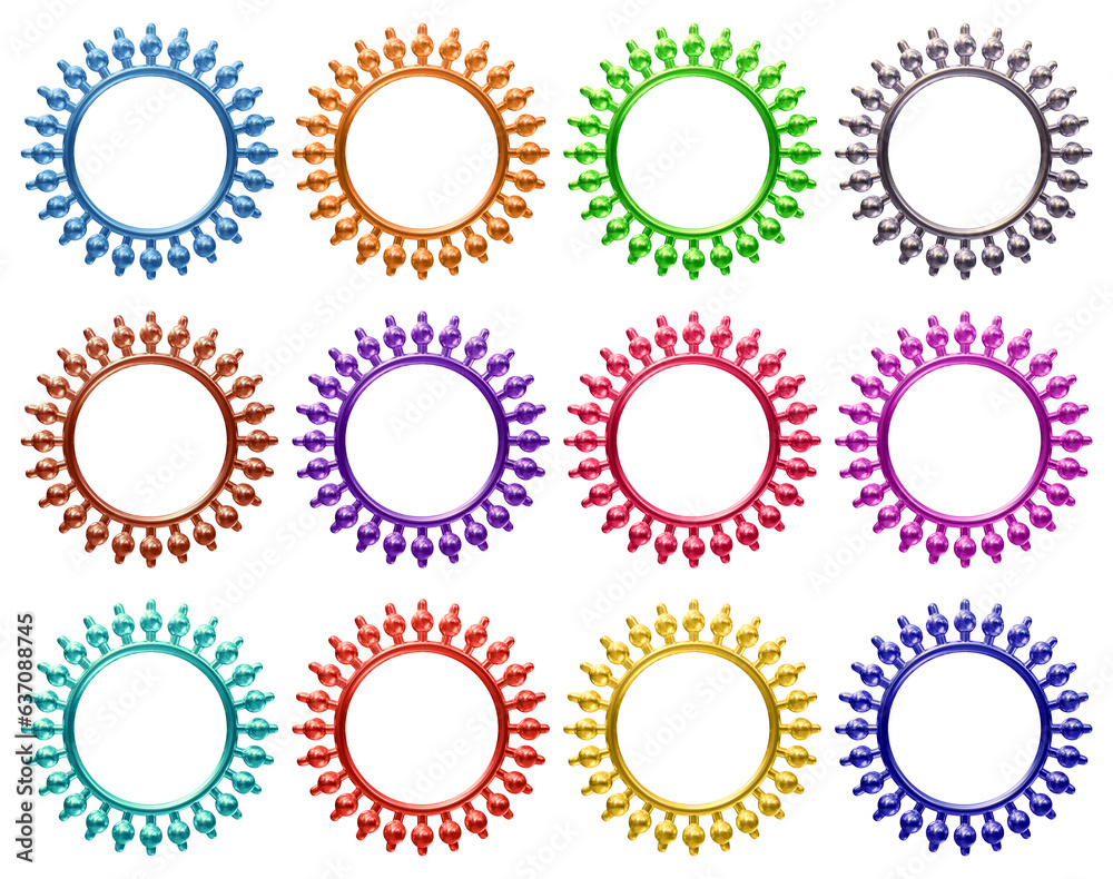 Poster set of frames design in 3d rendering isolated on transparent background. geometric shapes for templa