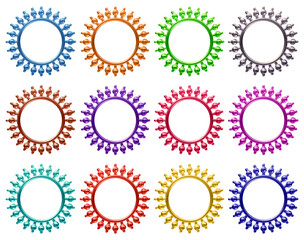 Set of frames design in 3d rendering isolated on transparent background. Geometric shapes for template and mockup concept.