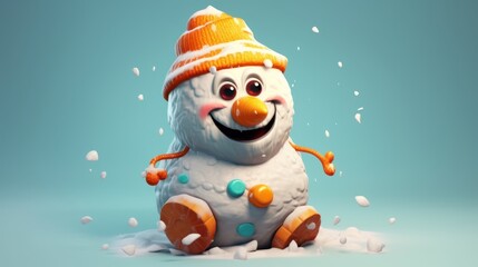 Snowman with hat and scarf,