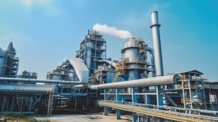 Industrial scenery of a cement factory working with modern equipment.