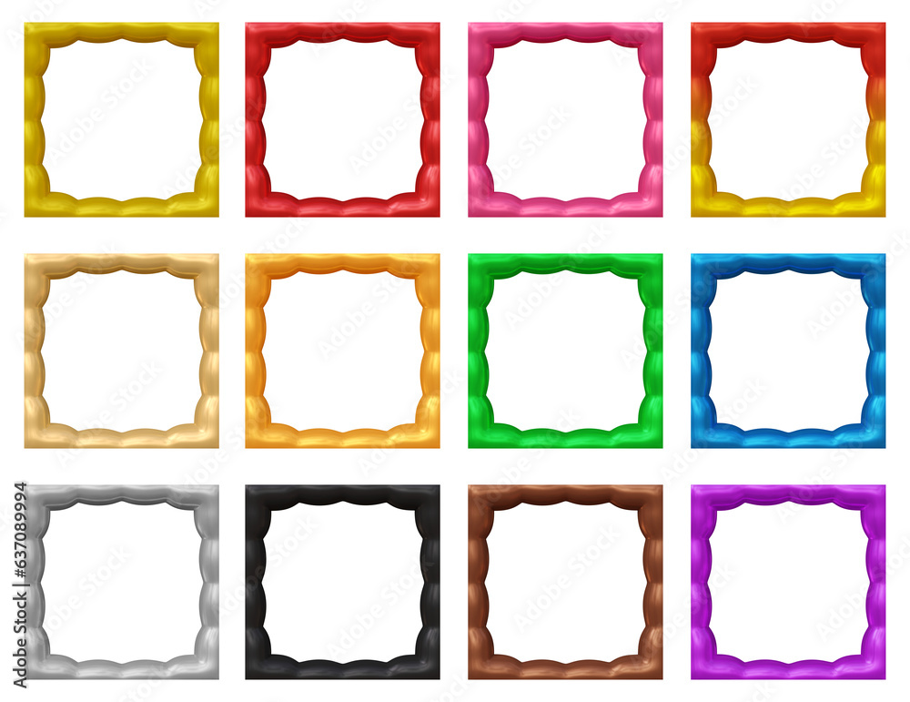 Poster set of frames design in 3d rendering isolated on transparent background. geometric shapes for templa