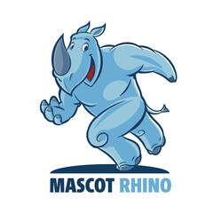 illustration smiling rhinoceros runs