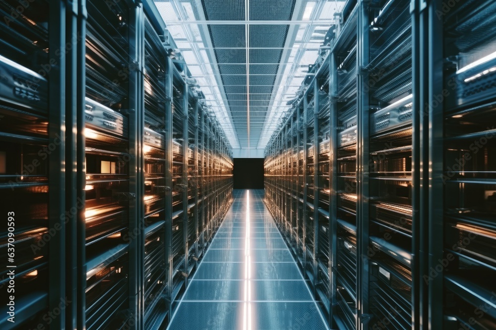 Aufkleber Data center storage and network server room.
