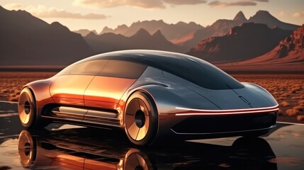 Naklejka premium Unmanned autonomous cargo transportation, Self-driving car moves along the road, Transportation without drivers, Futuristic Driving.