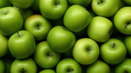  a large pile of green apples with a green apple in the middle.  generative ai