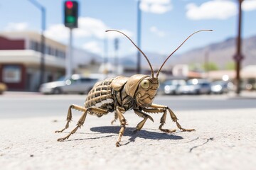 Fantasy Cockroach Encounter - CGI Illustration in Ordinary Town